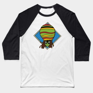 Alien Plays Rasta Reggae Music In Space Baseball T-Shirt